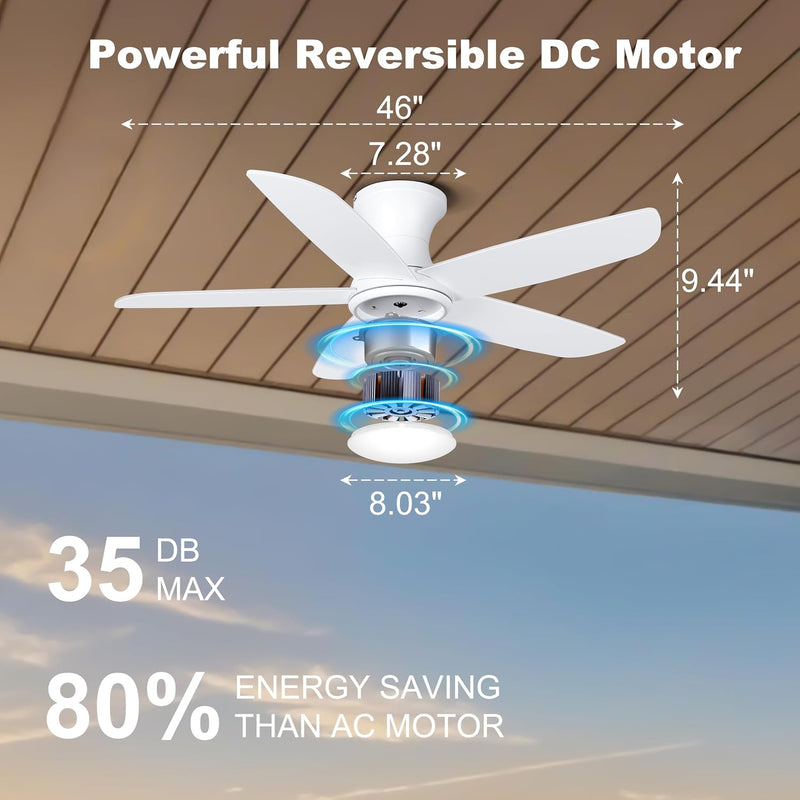 46 Inch Ceiling Fan with Lights Remote App