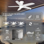 46 Inch Ceiling Fan with Lights Remote App