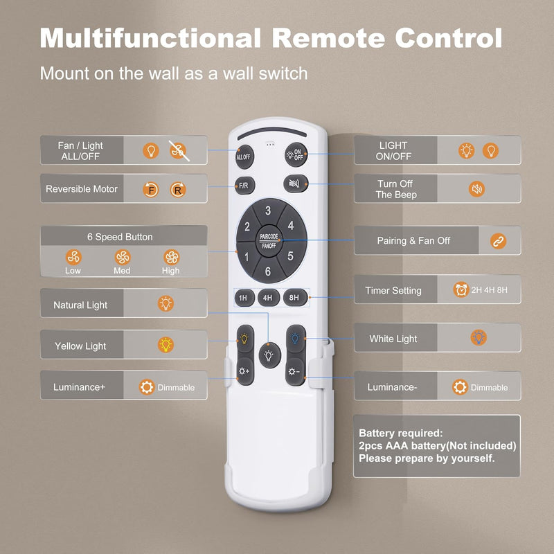 46 Inch Ceiling Fan with Lights Remote App