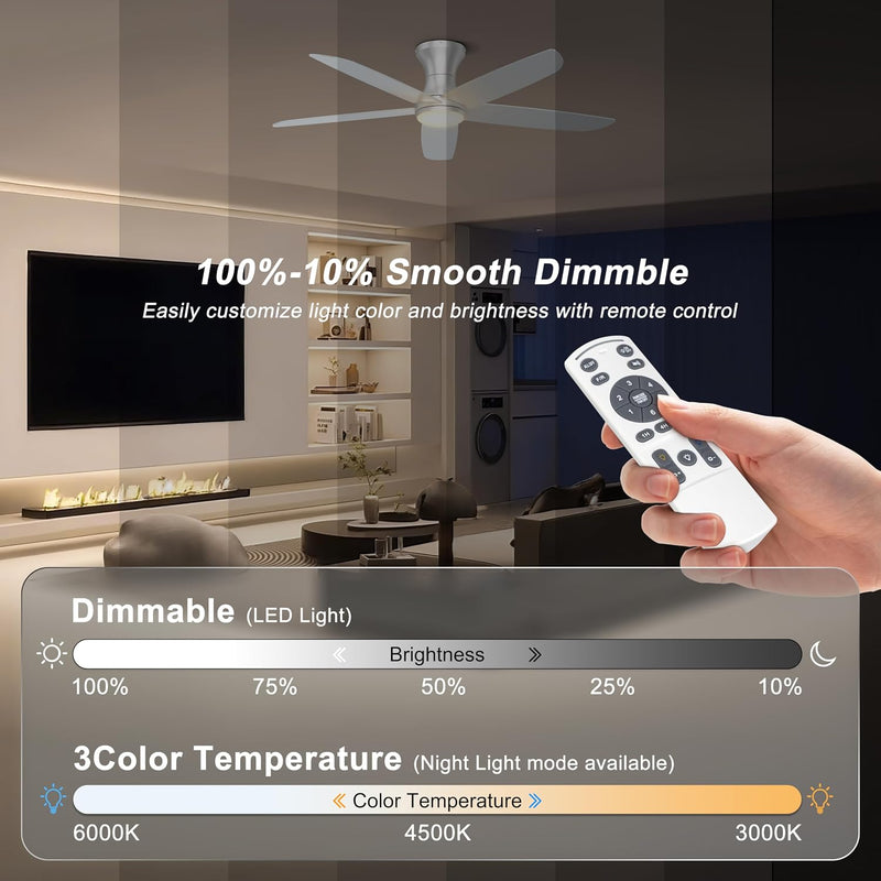 46 Inch Ceiling Fan with Lights Remote App
