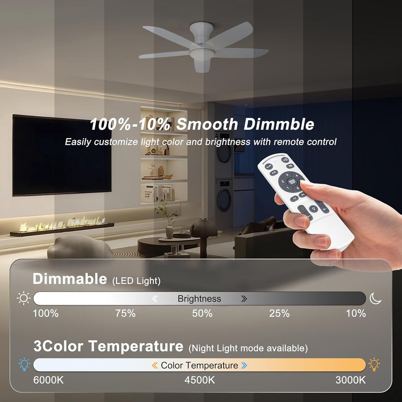 46 Inch Ceiling Fan with Lights Remote App