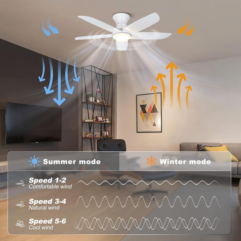 46 Inch Ceiling Fan with Lights Remote App