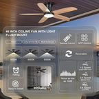 46 Inch Ceiling Fan with Lights Remote App