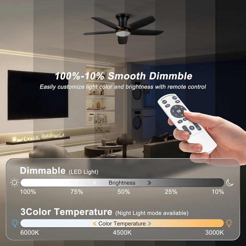 46 Inch Ceiling Fan with Lights Remote App