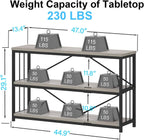 47" 3 Tier Low Bookcase Industrial Modern Short