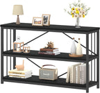 47" 3 Tier Low Bookcase Industrial Modern Short