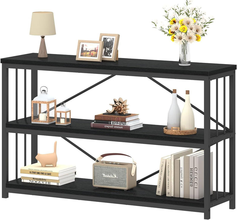 47" 3 Tier Low Bookcase Industrial Modern Short
