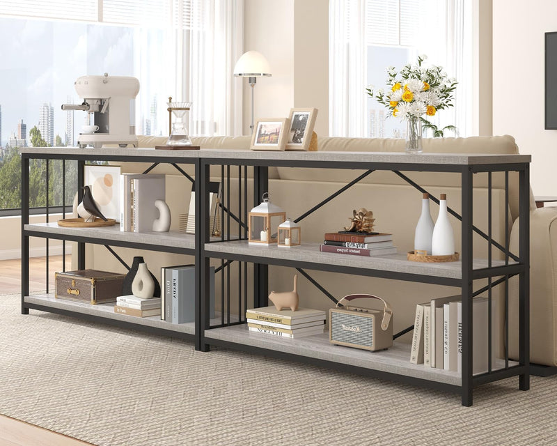 47" 3 Tier Low Bookcase Industrial Modern Short