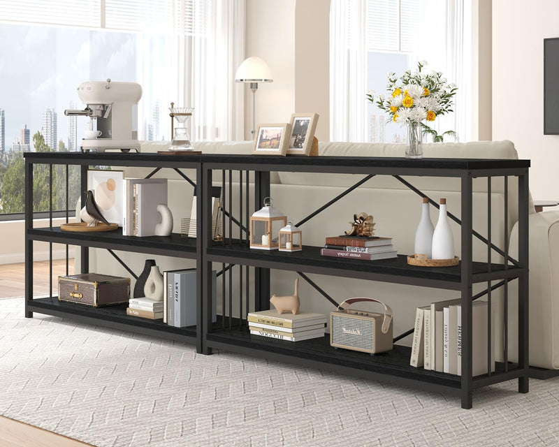 47" 3 Tier Low Bookcase Industrial Modern Short