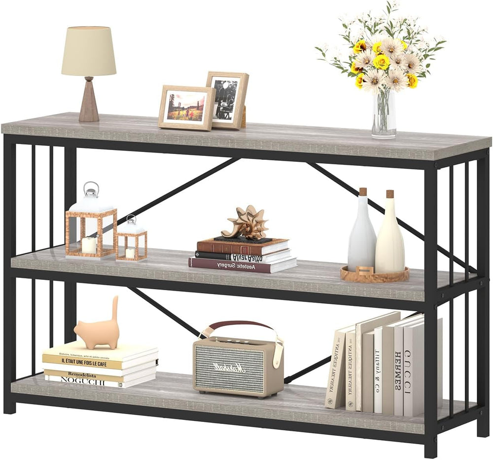 47" 3 Tier Low Bookcase Industrial Modern Short
