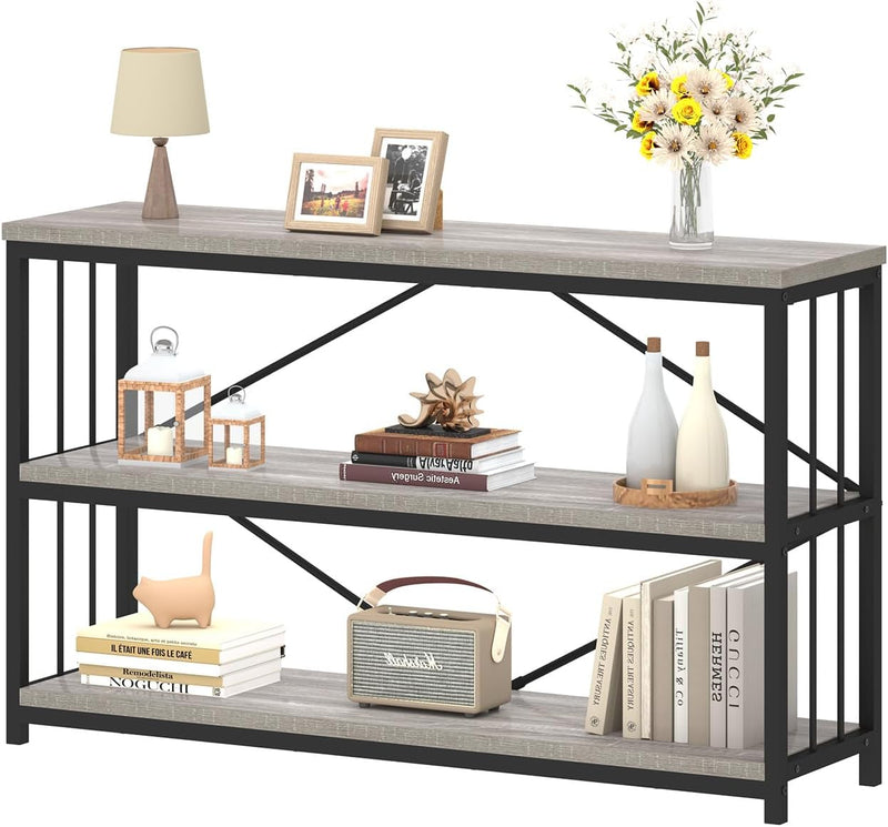 47" 3 Tier Low Bookcase Industrial Modern Short