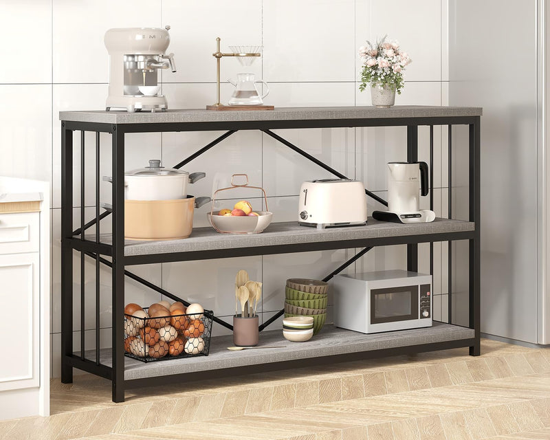 47" 3 Tier Low Bookcase Industrial Modern Short