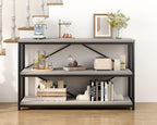 47" 3 Tier Low Bookcase Industrial Modern Short