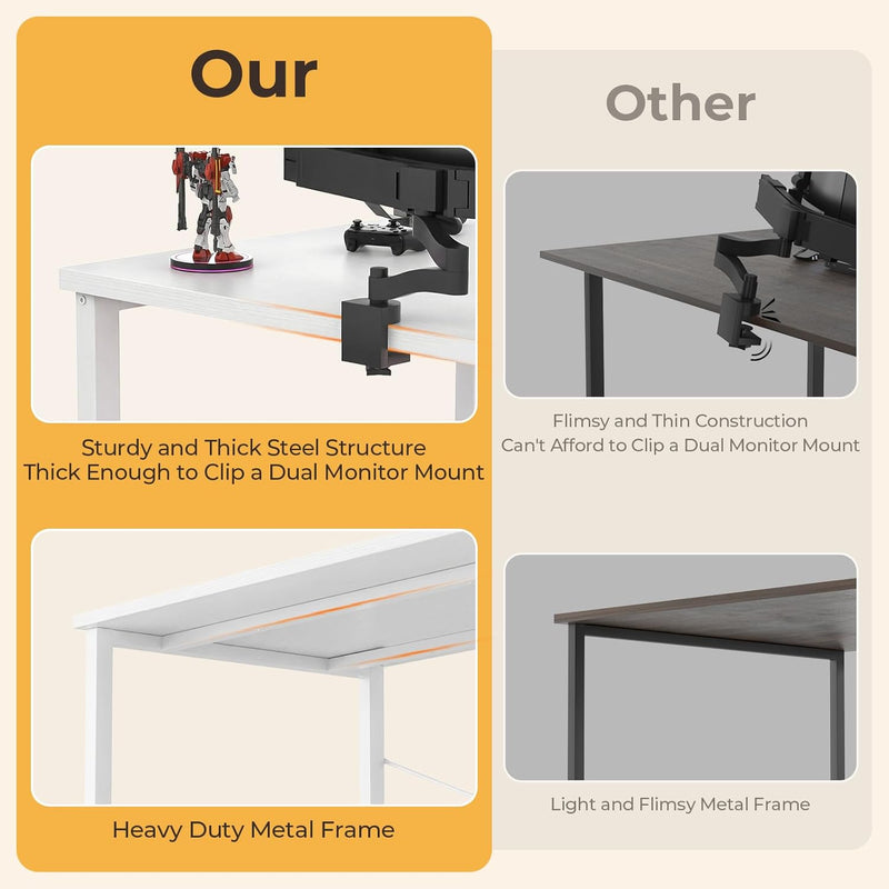 47 Inch Gaming Desk with Power Outlets LED