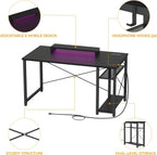 47 Inch Gaming Desk with Power Outlets LED