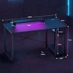 47 Inch Gaming Desk with Power Outlets LED