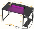 47 Inch Gaming Desk with Power Outlets LED