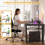 47 Inch Gaming Desk with Power Outlets LED