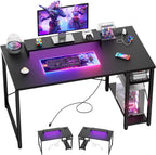 47 Inch Gaming Desk with Power Outlets LED