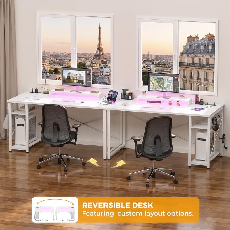 47 Inch Gaming Desk with Power Outlets LED