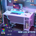 47 Inch Gaming Desk with Power Outlets LED
