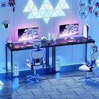 47 Inch Gaming Desk with Power Outlets LED