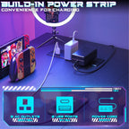 47 Inch Gaming Desk with Power Outlets LED
