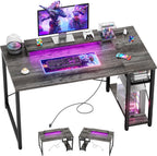 47 Inch Gaming Desk with Power Outlets LED