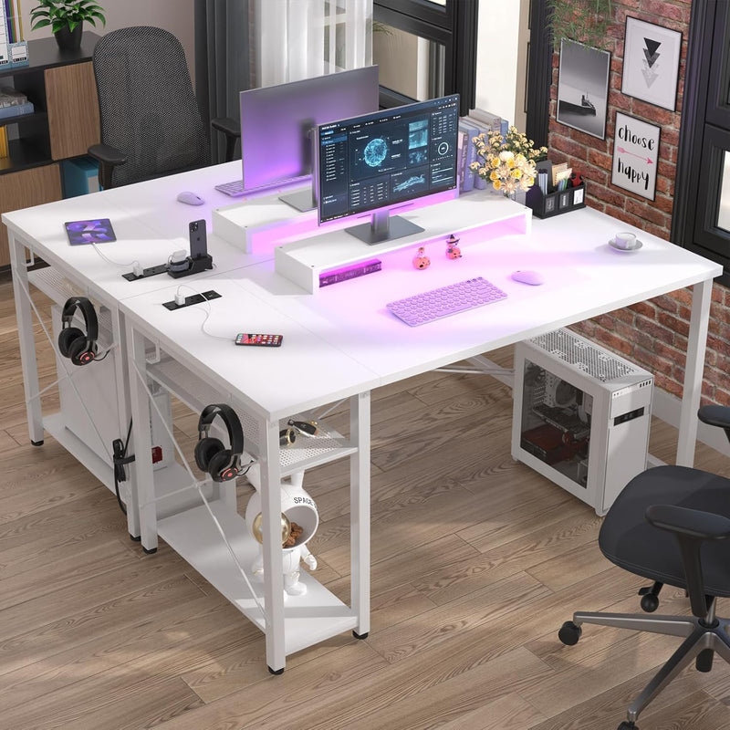 47 Inch Gaming Desk with Power Outlets LED