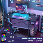 47 Inch Gaming Desk with Power Outlets LED