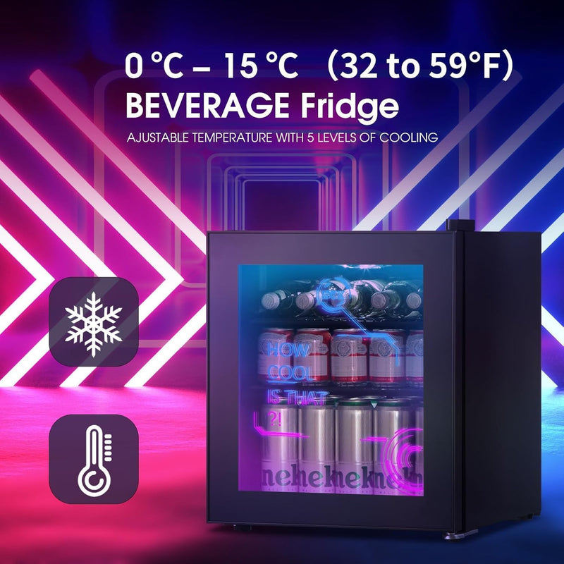 48L Mini Fridge with Glass Door Quiet 39db