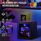 48L Mini Fridge with Glass Door Quiet 39db