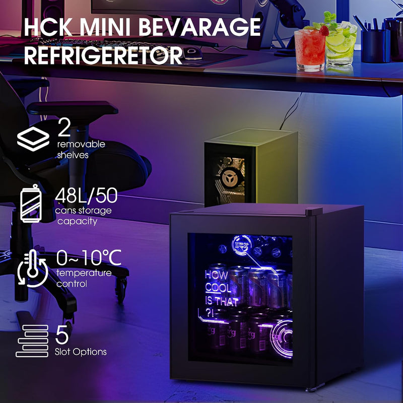 48L Mini Fridge with Glass Door Quiet 39db