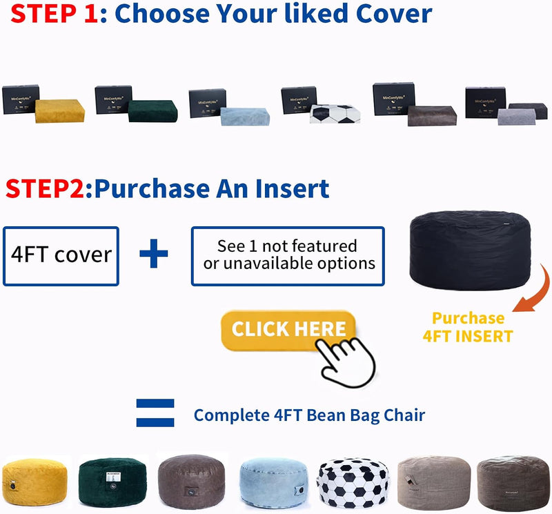 4FT Bean Bag Chair for Adults Oversized Sofa
