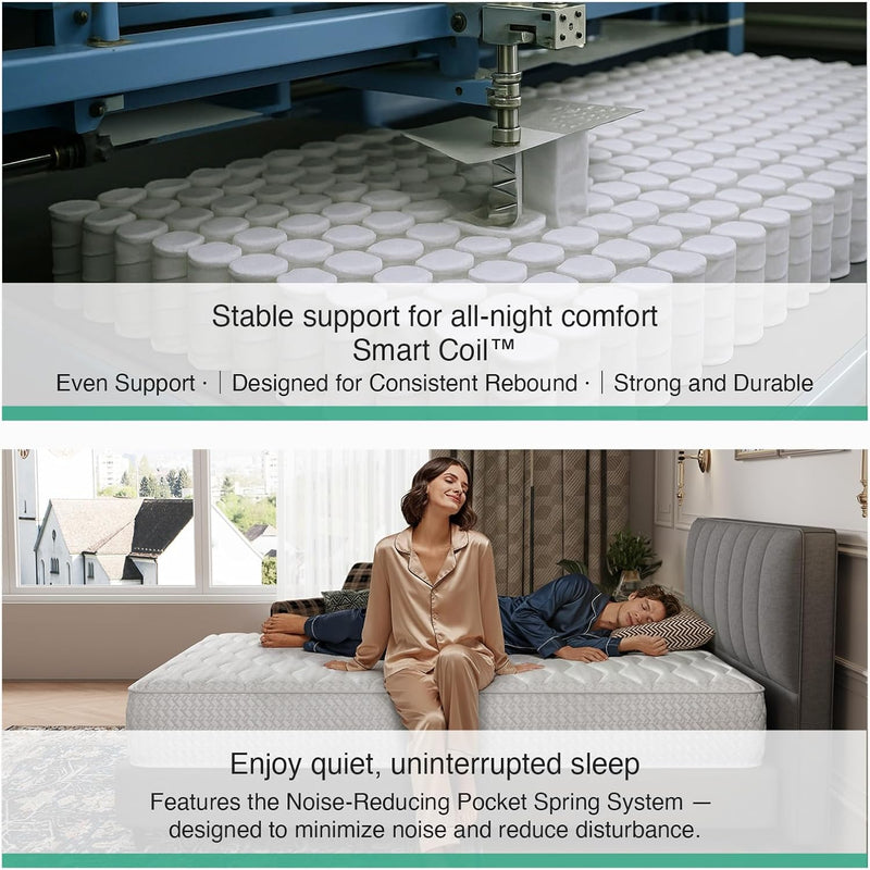 Mattress Hybrid Pocket Sprung for Ergonomic Support Back