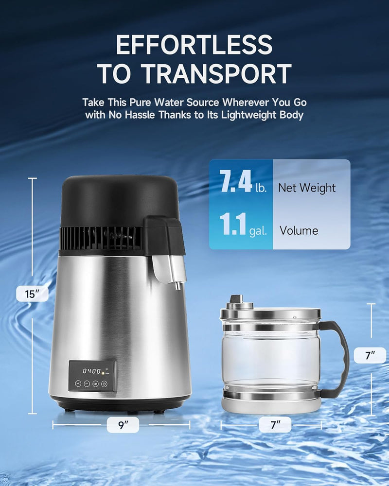 4L Water Distiller with Reservation Auto-Off 750W Distilled