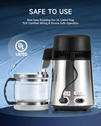 4L Water Distiller with Reservation Auto-Off 750W Distilled