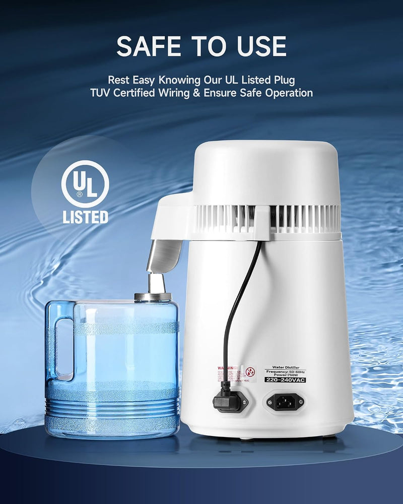 4L Water Distiller with Reservation Auto-Off 750W Distilled