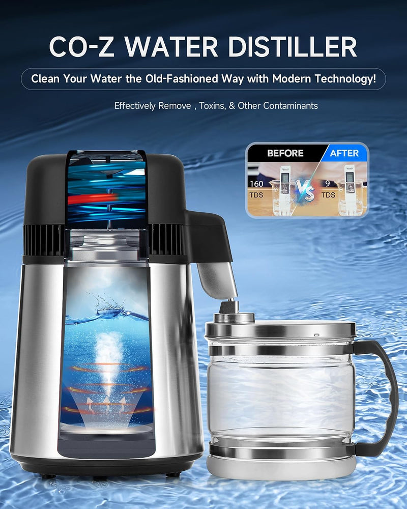 4L Water Distiller with Reservation Auto-Off 750W Distilled