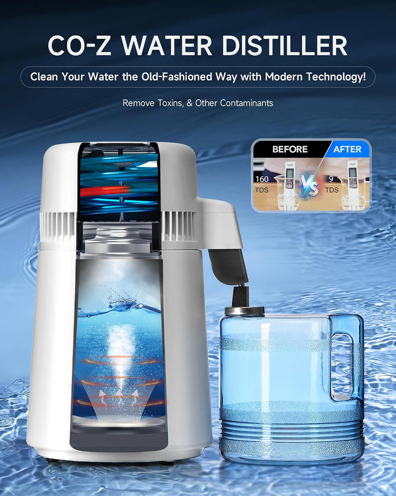 4L Water Distiller with Reservation Auto-Off 750W Distilled