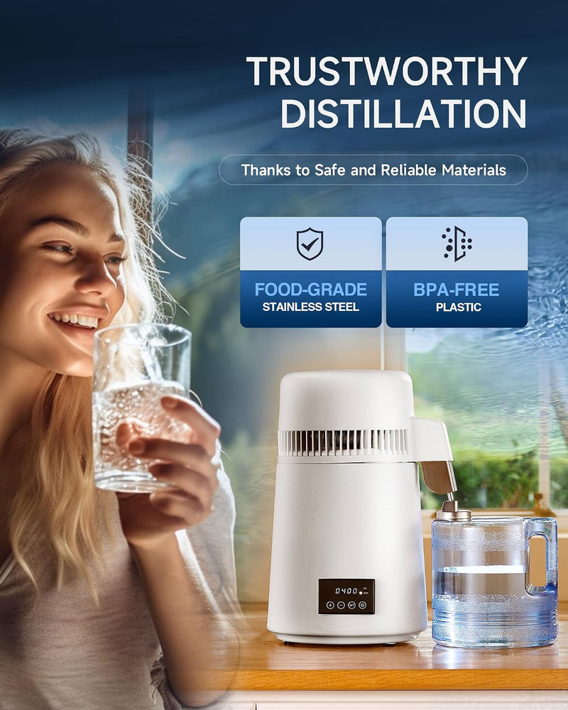 4L Water Distiller with Reservation Auto-Off 750W Distilled