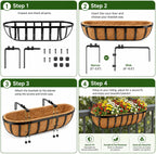 4pcs 76.2CM 30in Large Wall Trough Rail Planters