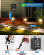 4pcs Dimmable Garden Lights with Transformer Photocell Sensor