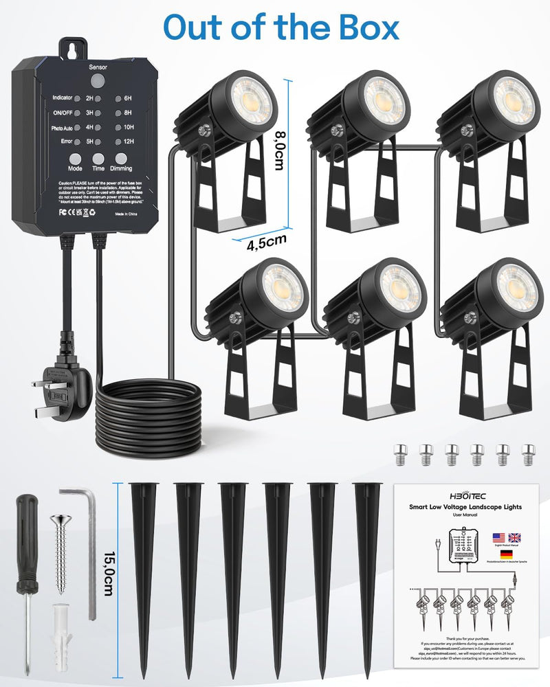 4pcs Dimmable Garden Lights with Transformer Photocell Sensor