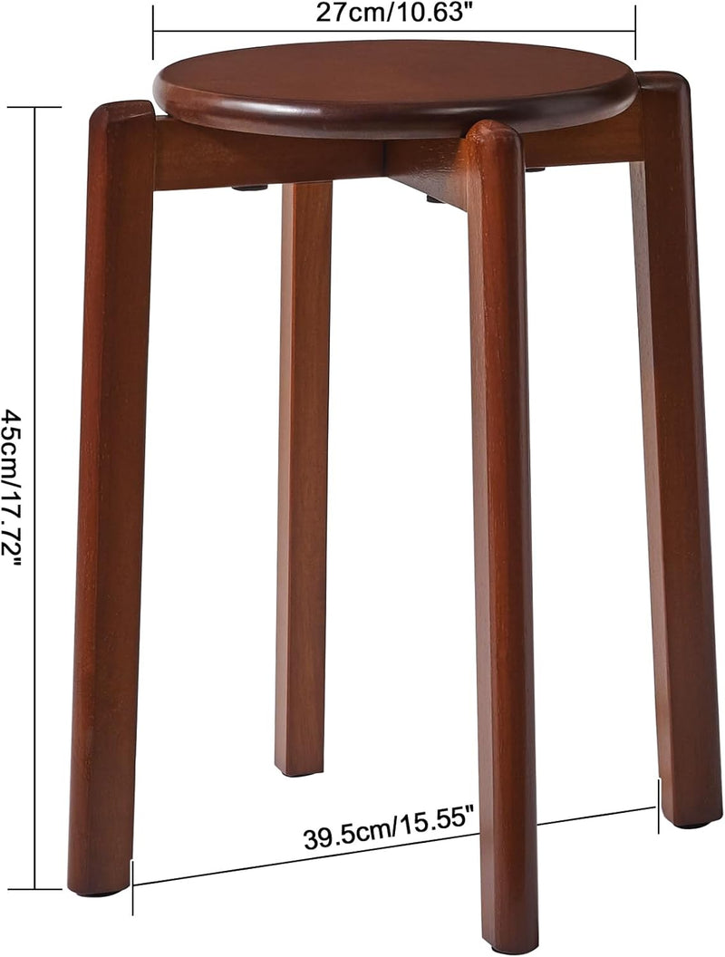 4pcs Solid Stackable Wood Round Stool Shoes Change