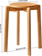 4pcs Solid Stackable Wood Round Stool Shoes Change