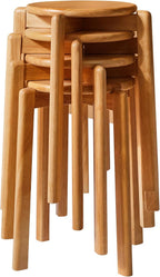 4pcs Solid Stackable Wood Round Stool Shoes Change