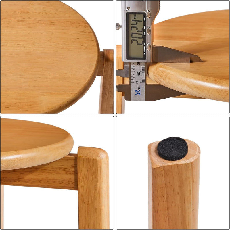 4pcs Solid Stackable Wood Round Stool Shoes Change