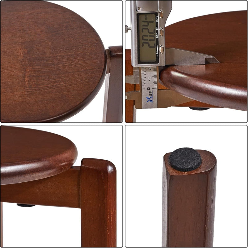 4pcs Solid Stackable Wood Round Stool Shoes Change