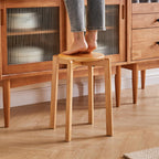 4pcs Solid Stackable Wood Round Stool Shoes Change